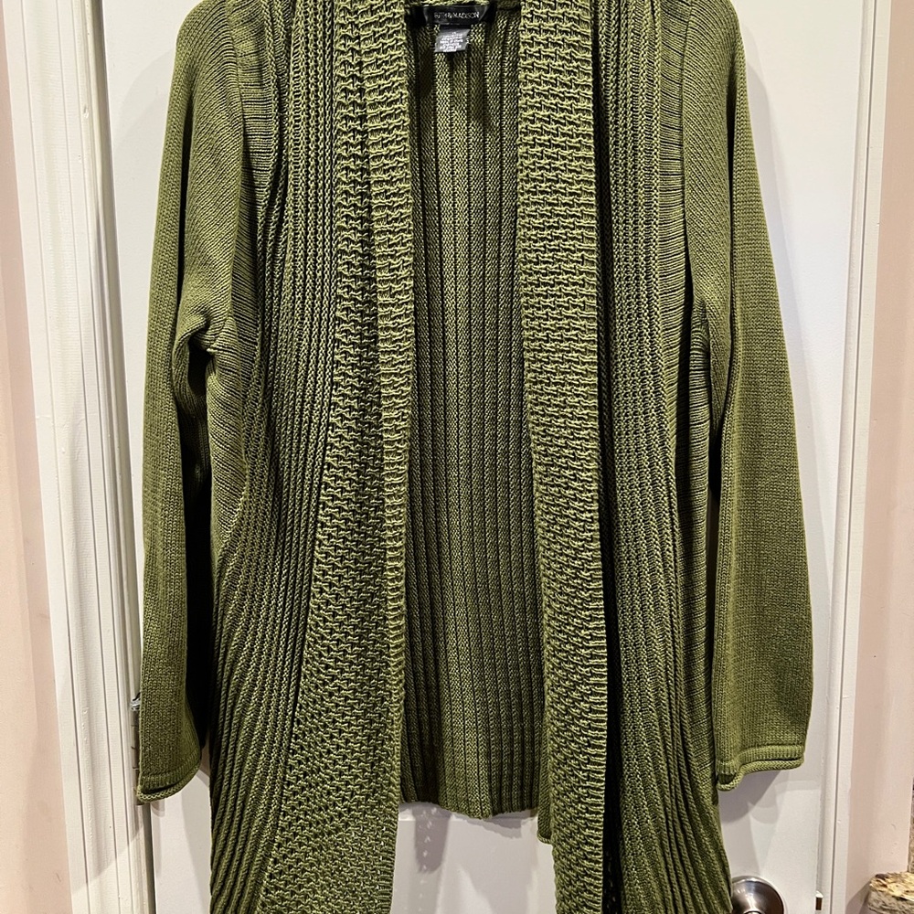 89th & Madison Green Cardigan Sweater with Waterfall Hem Sz 1x